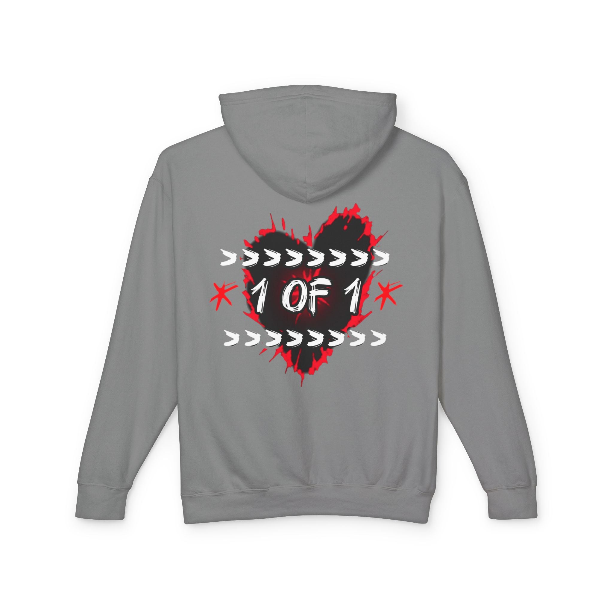 1 of 1 Heart Hoodie — Unique Graphic Lightweight Hooded Sweatshirt
