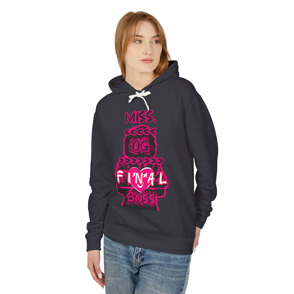 Miss Final Boss Hoodie — Retro Pink Gamer Graphic Hooded Sweatshirt