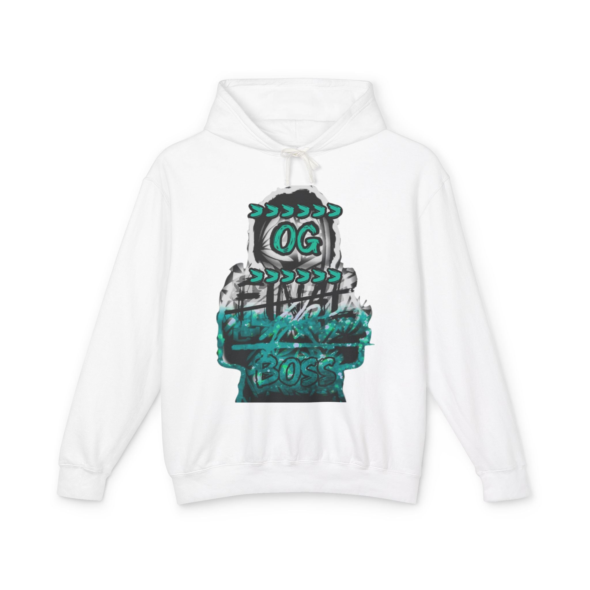 OG Boss Streetwear Hoodie — Teal Graffiti Graphic Pullover