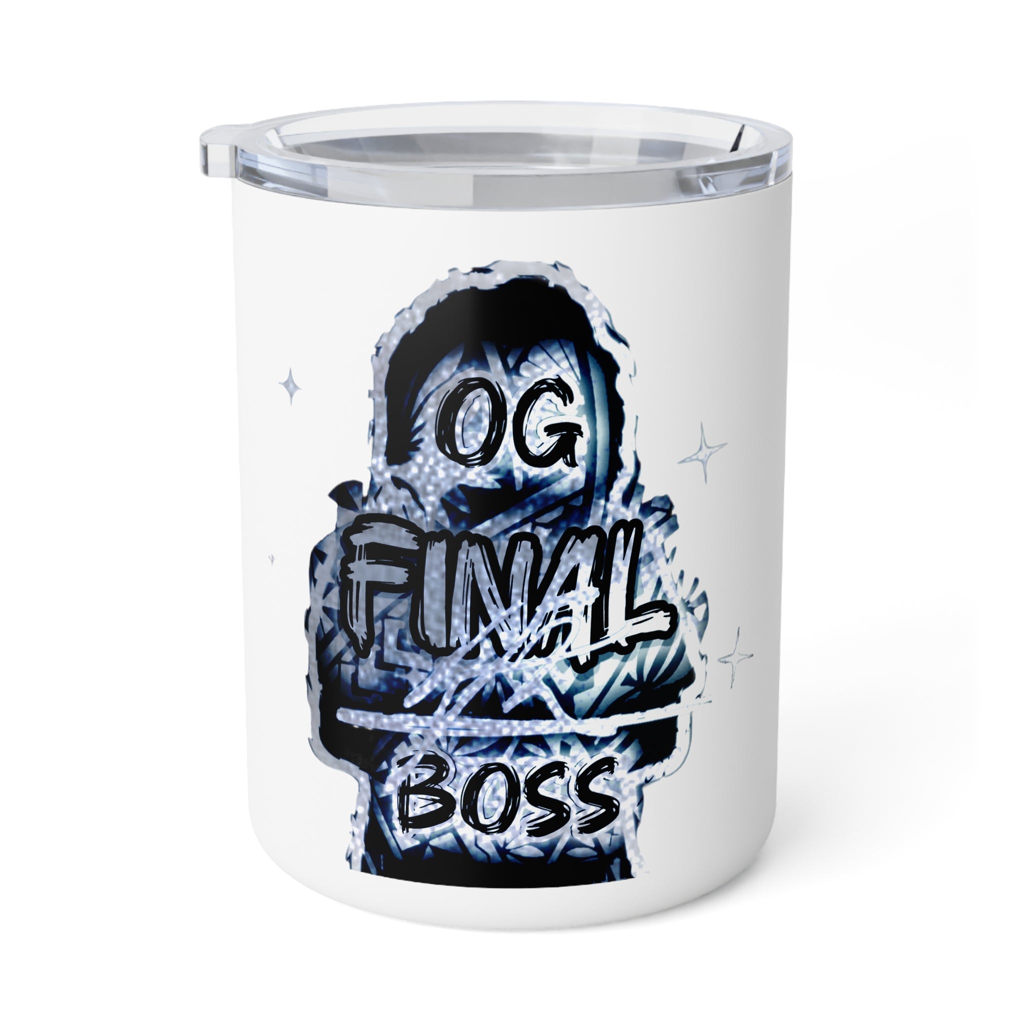 Insulated Coffee Mug — 'OG Final Boss' - Silver - Graphic 10oz Travel Tumbler