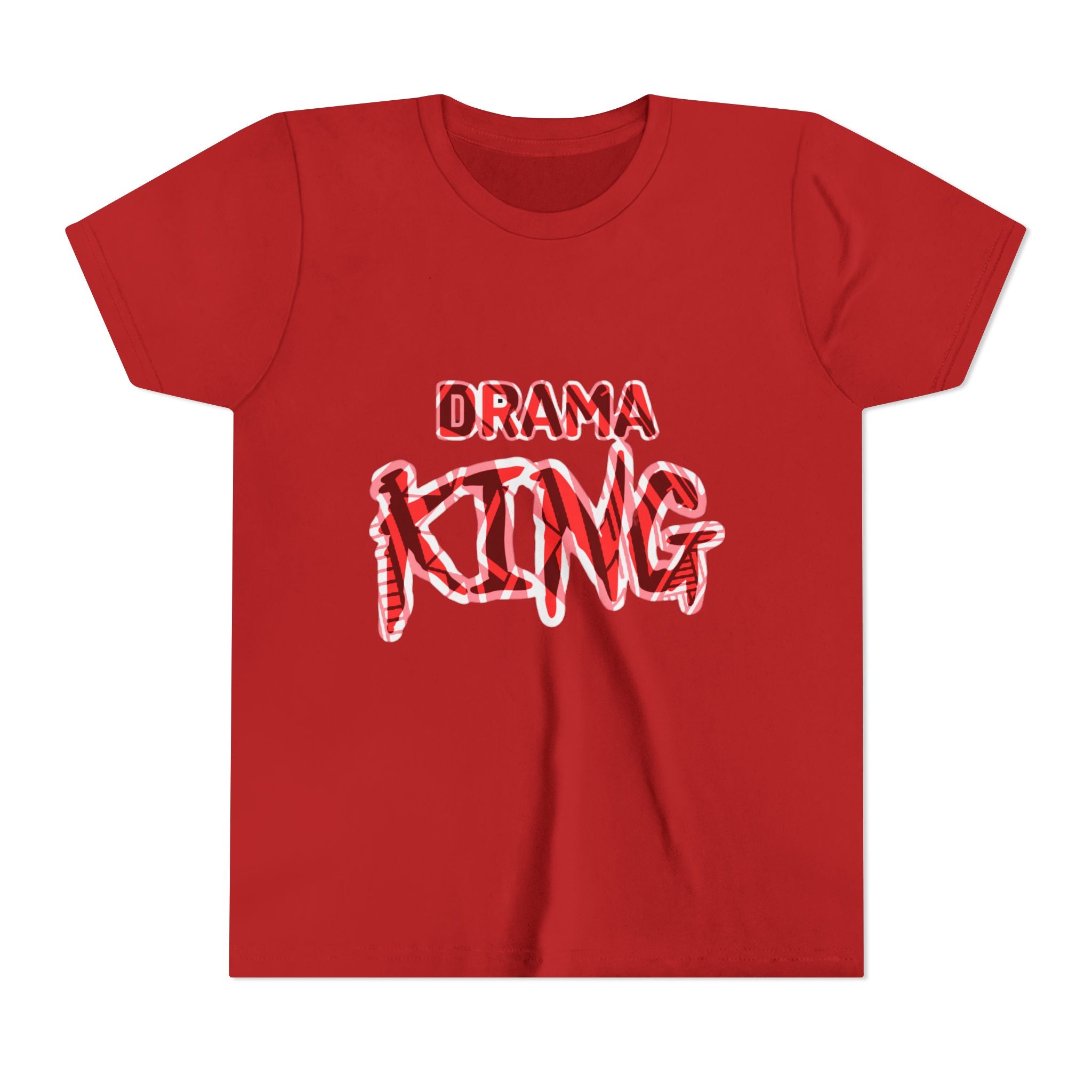 Drama King Youth Tee — Bold Red Graphic Kids T‑Shirt