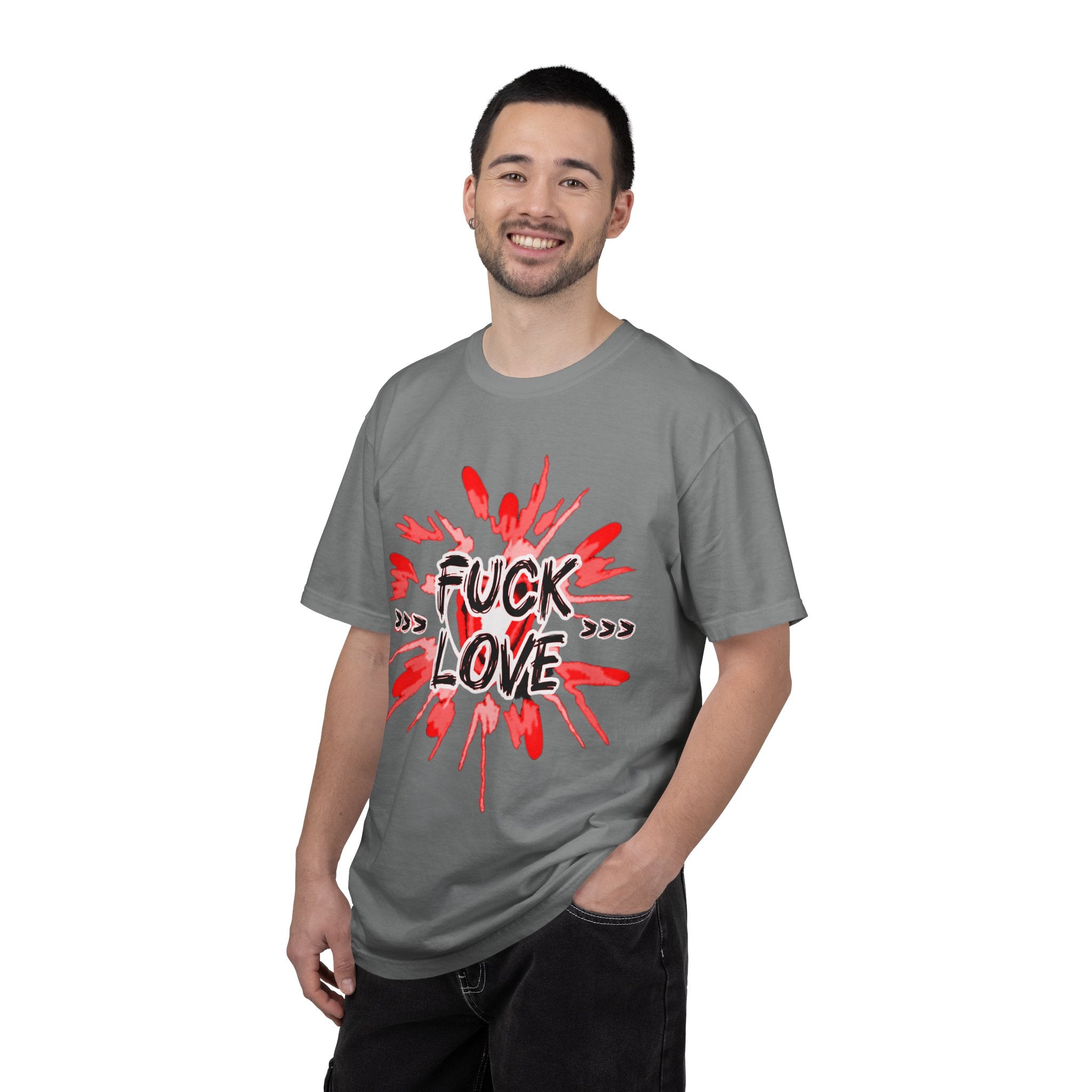Graphic T-Shirt — "F Love" Bold Red Explosion Tee