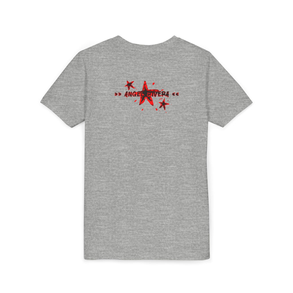 Youth Tee — "Never Lackin'" Graphic Tee (Red Distressed Stars)