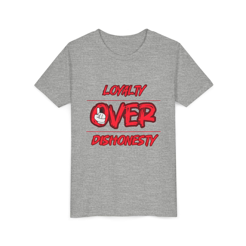 Youth Tee - "Loyalty Over Dishonesty" Graphic T‑Shirt (Red Street Style)