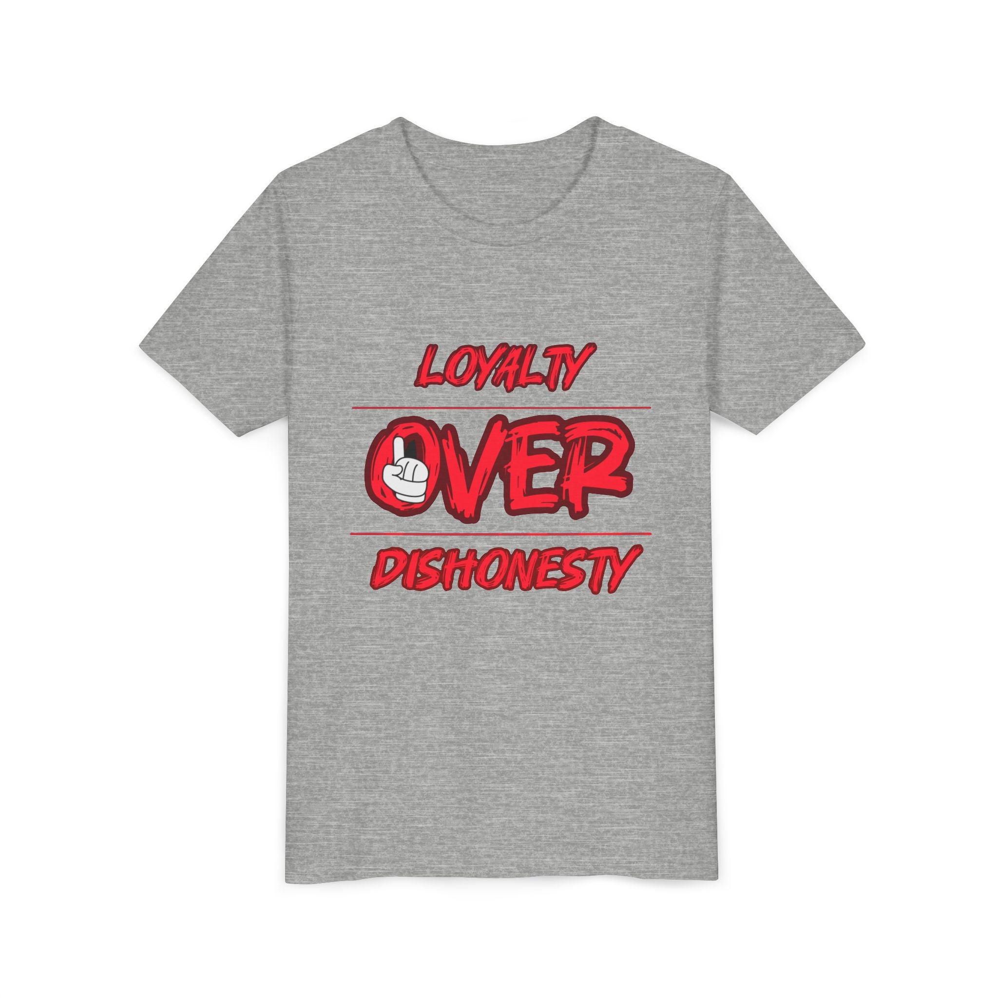 Youth Tee - "Loyalty Over Dishonesty" Graphic T‑Shirt (Red Street Style)