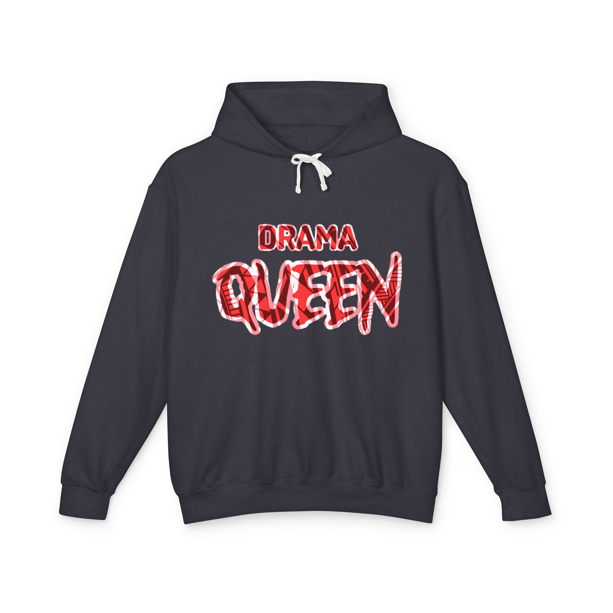 Drama Queen Hoodie — Bold Red Graphic Lightweight Hooded Sweatshirt