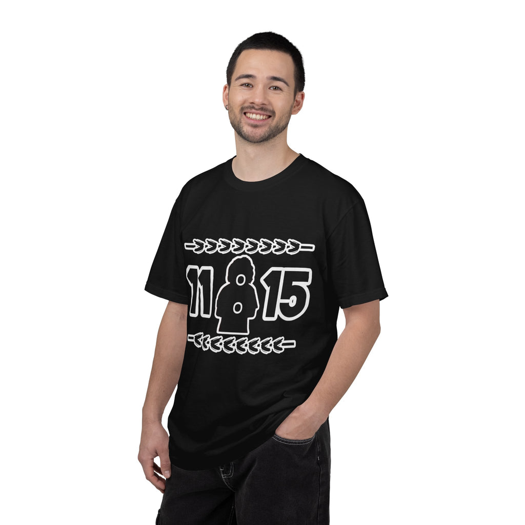 11:15 Hooded Figure Graphic T-Shirt — Minimalist Retro Streetwear