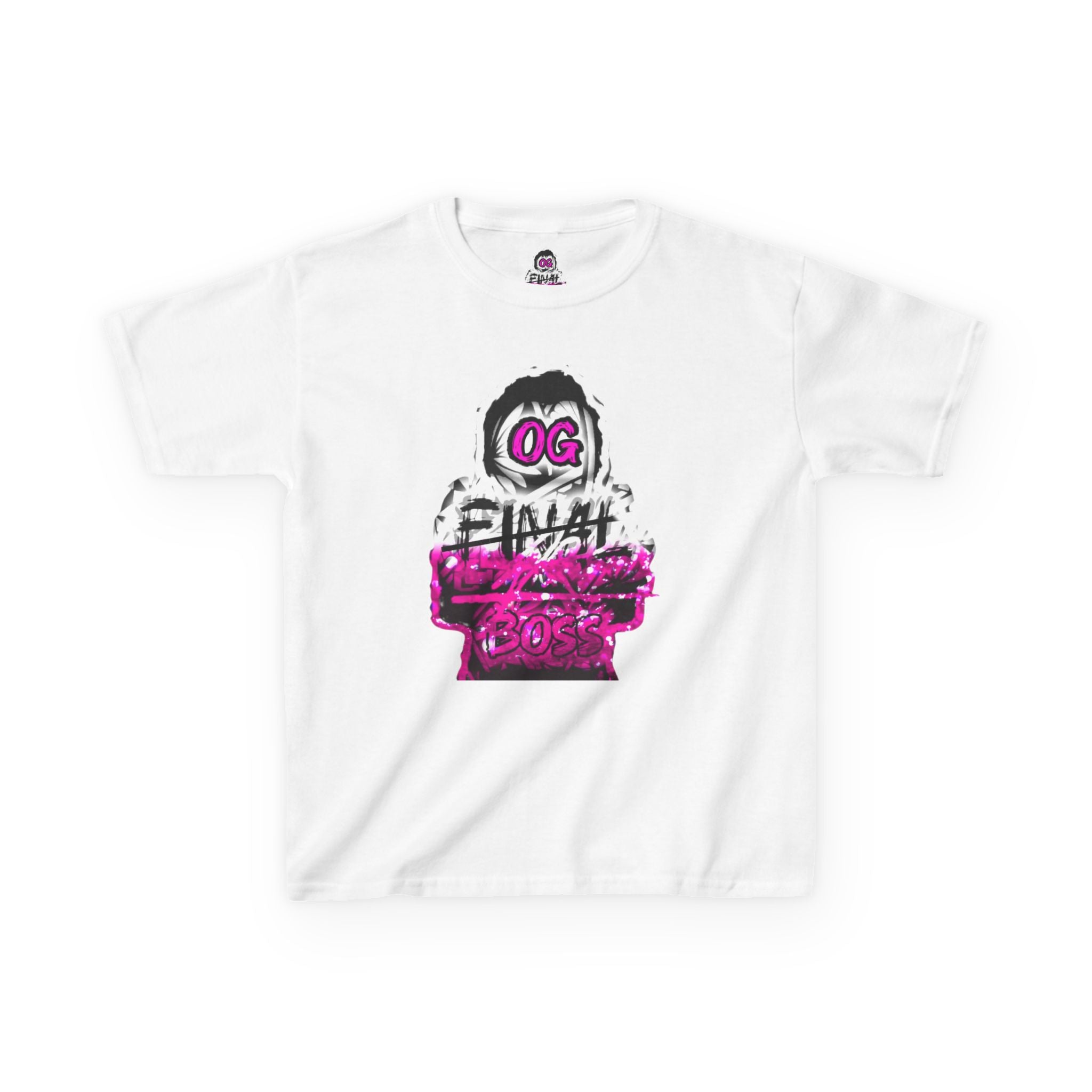 Kids Tee — OG Final Boss Skate Vibes Graphic T-Shirt (pink glitch)