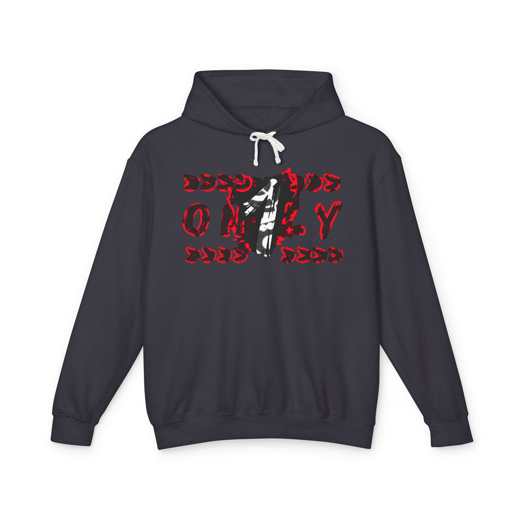 Only 1 Hoodie — Edgy Red & Black Graphic Hooded Sweatshirt