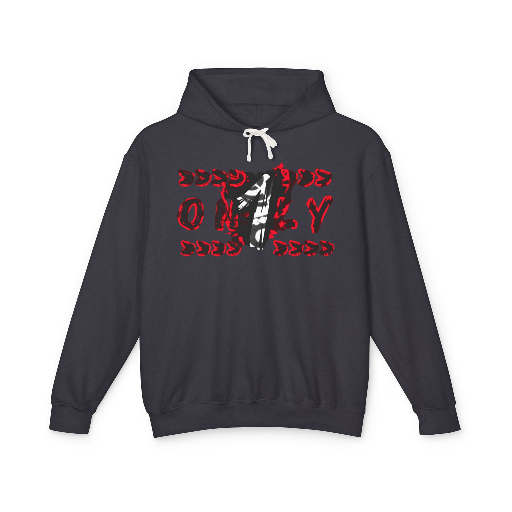 Only 1 Hoodie — Edgy Red & Black Graphic Hooded Sweatshirt