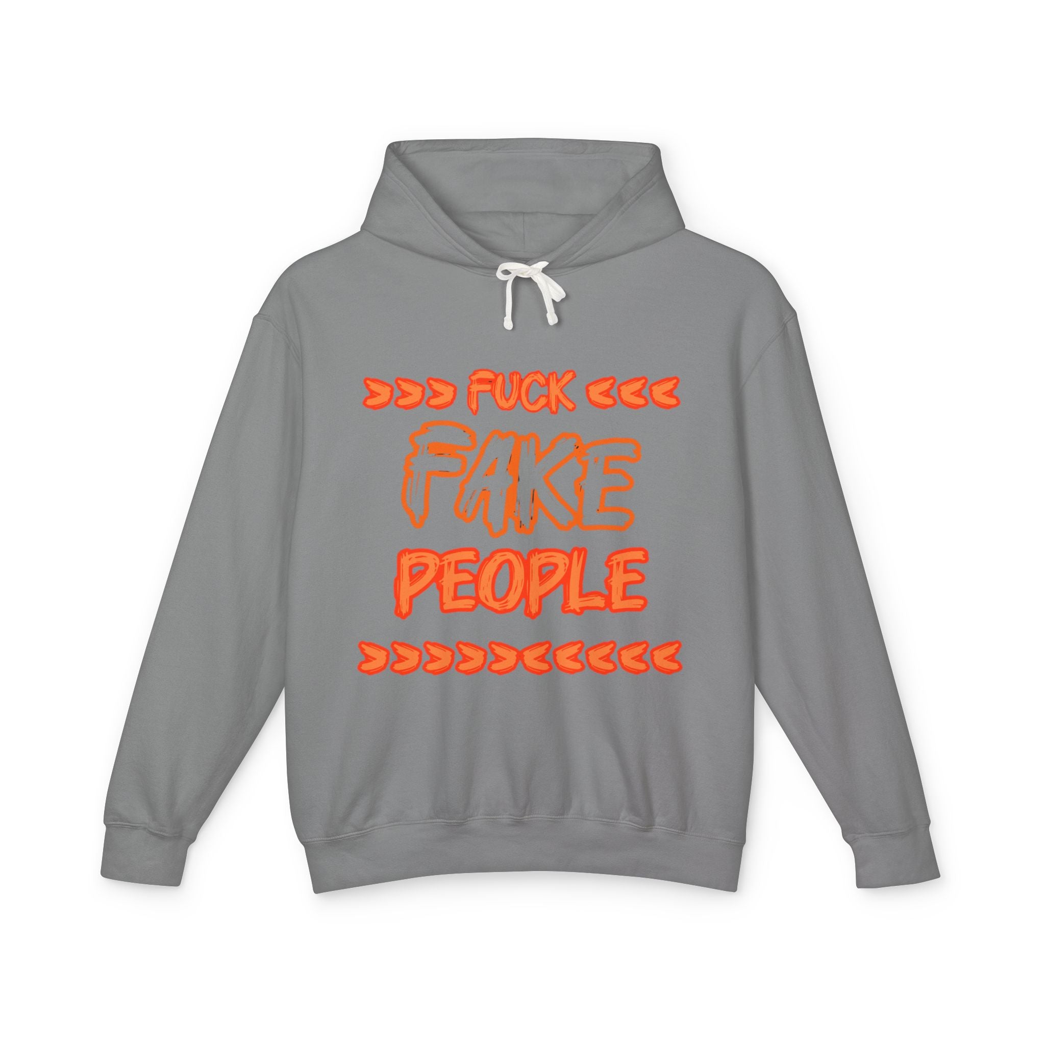 Fuck fake people - Orange Graphic - Unisex Lightweight Hooded Sweatshirt