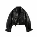 Women's black leather jacket - Winter